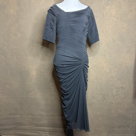 Tadashi Shoji Black Dorsey Draped Cocktail Dress Size S Elegant Evening - Picture 1 of 8